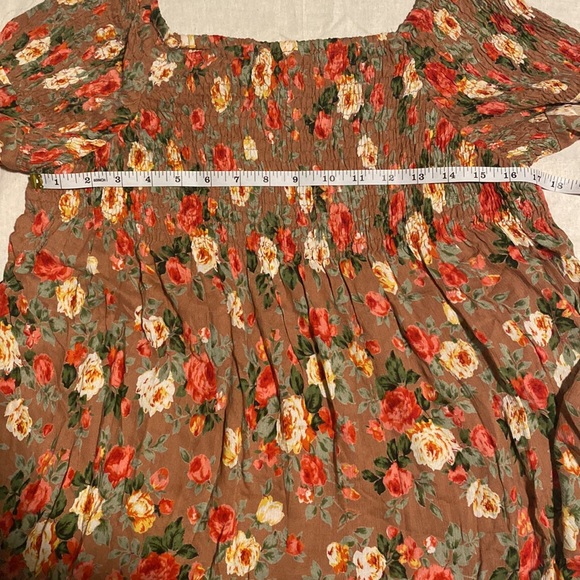 Angie Smocked Baby Doll Floral Bell Sleeve Blouse - Picture 7 of 11